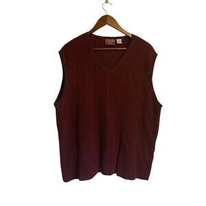 Industrial Rags Men’s XL Sweater Vest Burgundy with Blue Trim VINTAGE